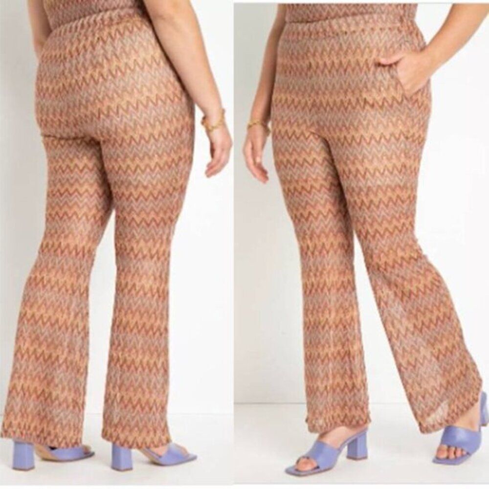 Eloquii Plus Size Crochet Knit High Rise Flare Pant